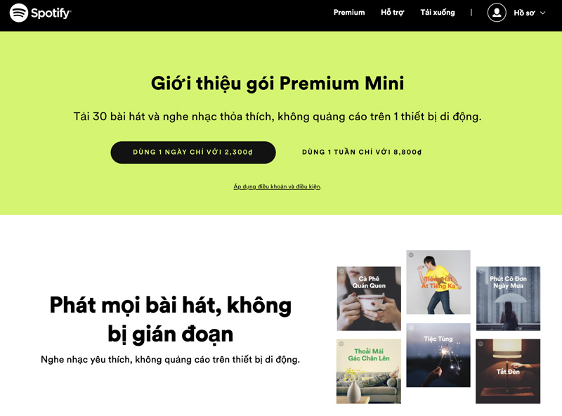 Spotify ra mắt Premium Mini