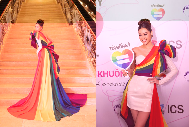 Hoa hậu Khánh Vân diện trang phục lục sắc ủng hộ chiến dịch 'Tôi Đồng Ý'