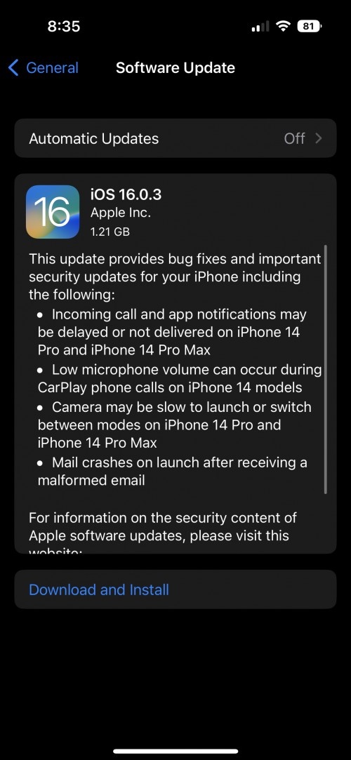 iOS 16.0.3, iOS 16, iPhone 14 Pro, iPhone 14 Pro Max