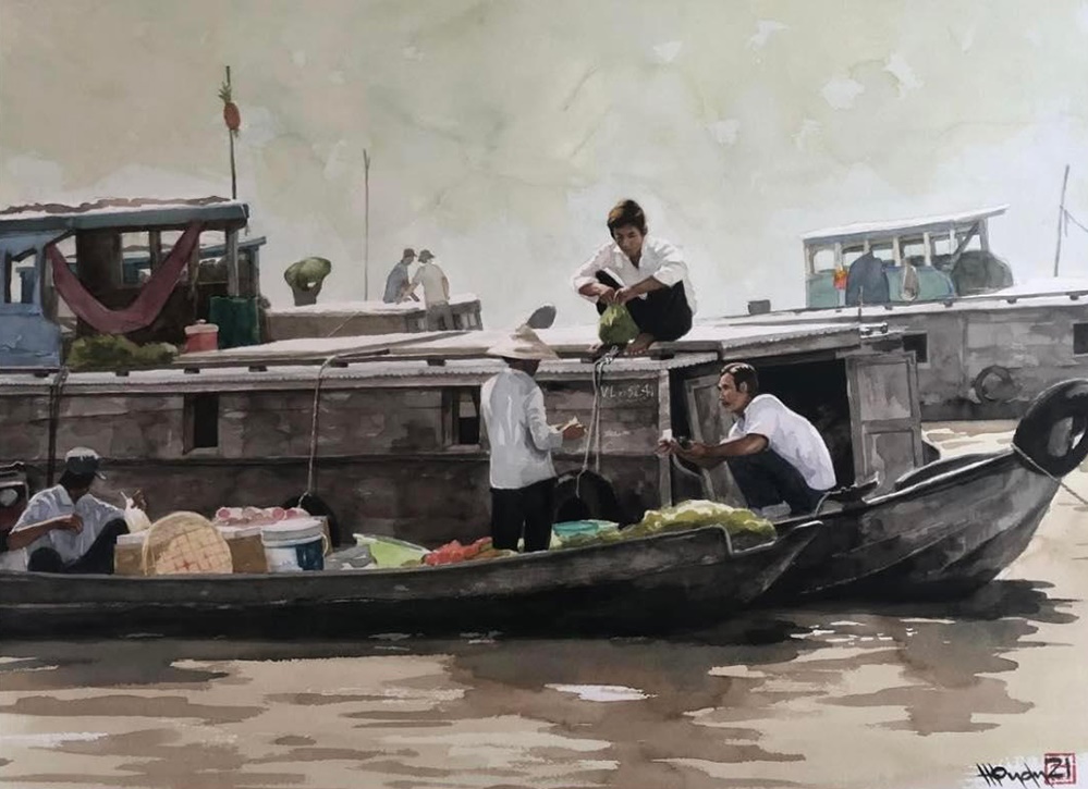 sông nước miền Tây, họa sỹ Hông Quân