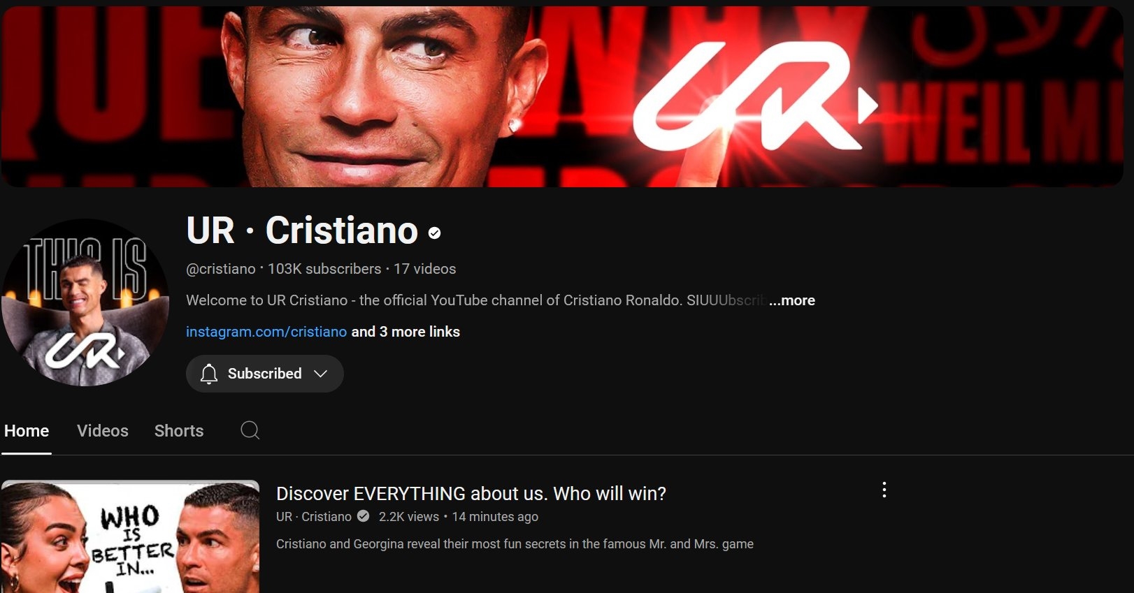 Ronaldo, Kênh YouTube của Ronaldo