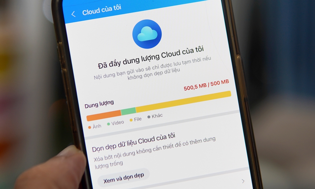 Zalo, giảm dung lượng, cloud, lưu trữ, người dùng