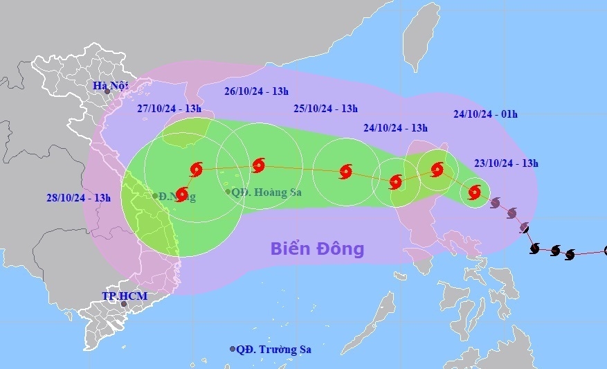 Bão Trà Mi, Biển Đông