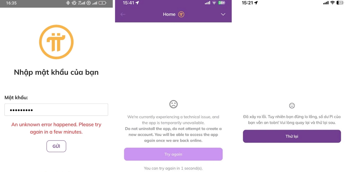Pi Network sập, App Pi Network lỗi, Pi thủ hoảng hốt, Sự cố Pi Network, Mainnet Pi Network gặp lỗi, Không vào được Pi Network