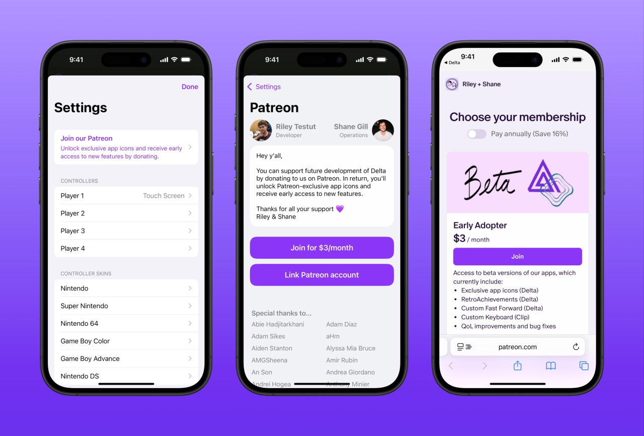 Delta, Patreon, App Store, Apple, thanh toán ngoài, ứng dụng giả lập