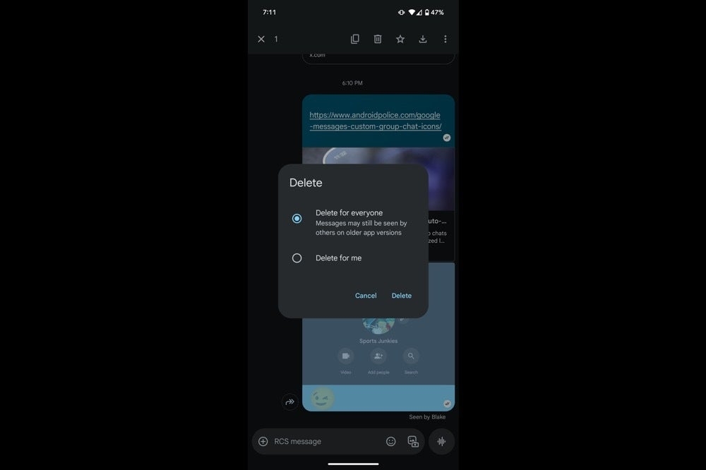 Google Messages, xóa tin nhắn, Android, Delete for everyone, RCS