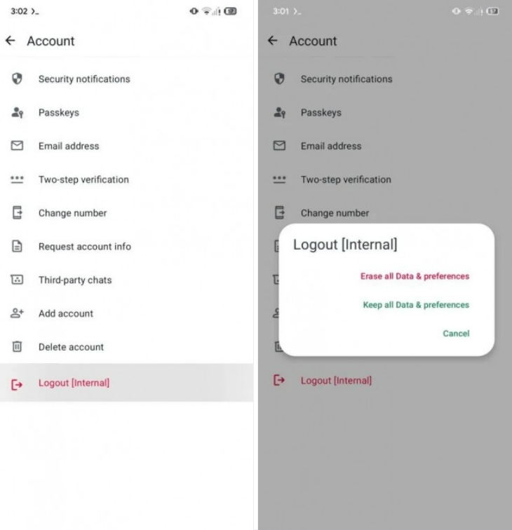 WhatsApp, tính năng mới WhatsApp, đăng xuất WhatsApp, WhatsApp beta, Logout WhatsApp