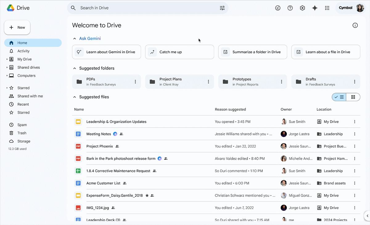 Google Drive, Gemini, Catch me up, theo dõi tài liệu, tính năng mới Google