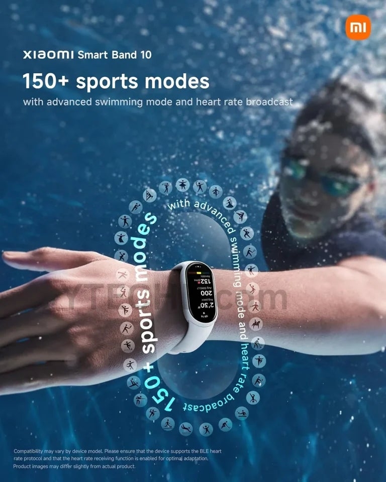 Xiaomi Smart Band 10, vòng đeo tay thông minh, wearable, pin 21 ngày, viền siêu mỏng