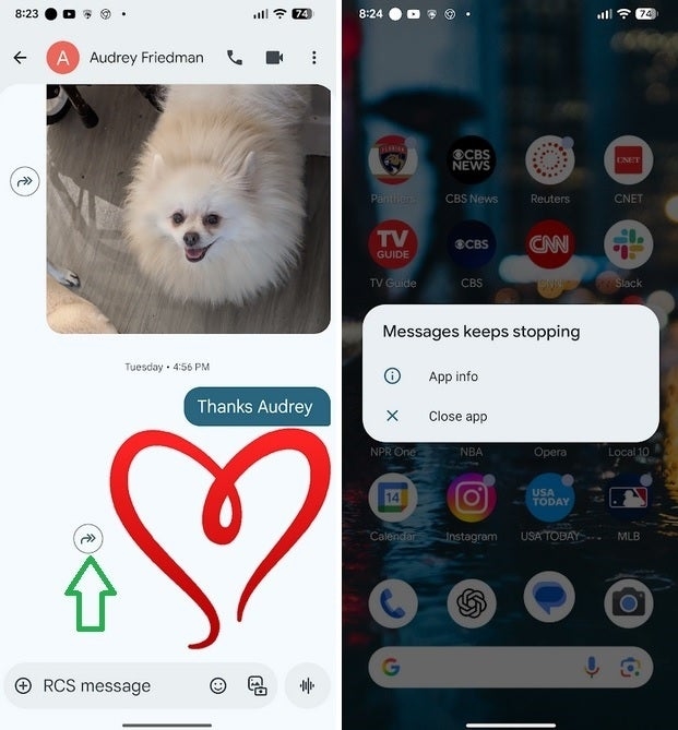 Google Messages, lỗi ứng dụng Android, Google Pixel, lỗi chia sẻ tin nhắn, beta Google Messages, ứng dụng bị treo