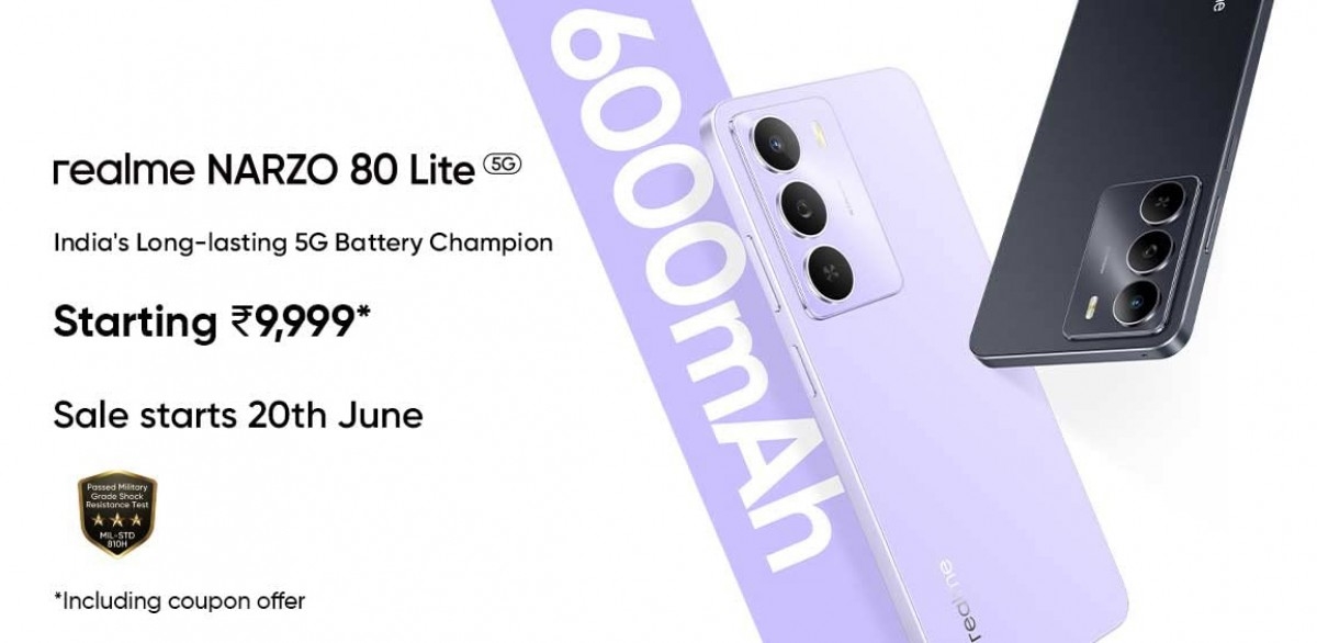 Realme Narzo 80 Lite 5G, điện thoại Realme giá rẻ, Dimensity 6300, pin 6000mAh, Android 15, điện thoại 5G