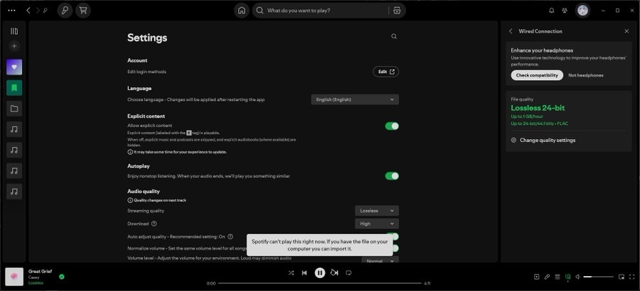 Spotify, lossless, HiFi, âm thanh chất lượng cao, FLAC, Spotify Premium