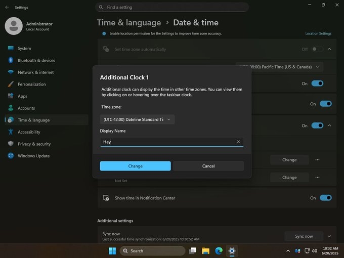 Windows 11, Control Panel, Settings, Microsoft, đồng hồ, múi giờ, giao diện người dùng, cập nhật Windows
