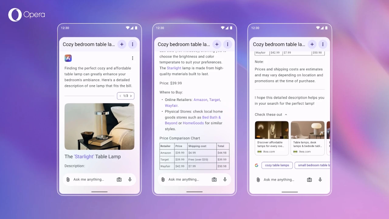 Opera, Aria AI, Opera for Android, trình duyệt, bookmark, emoji, Opera VPN Pro