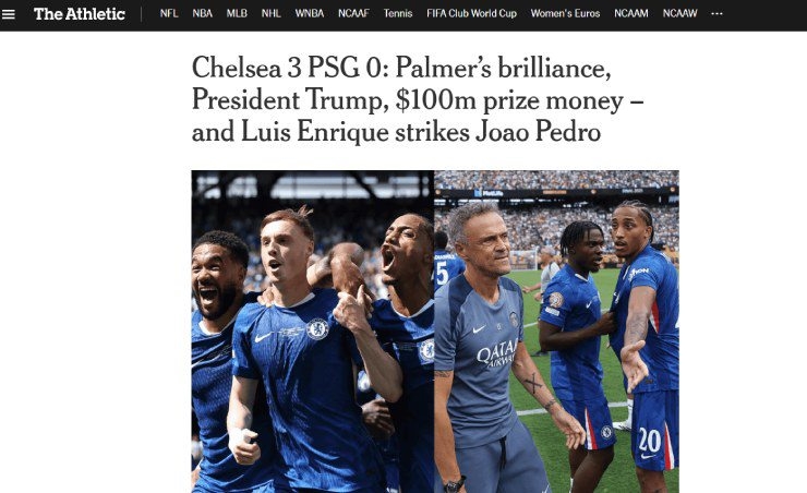 Chelsea, PSG, Club World Cup 2025, Cole Palmer, báo Anh, báo Pháp, cú ăn 5, Champions League