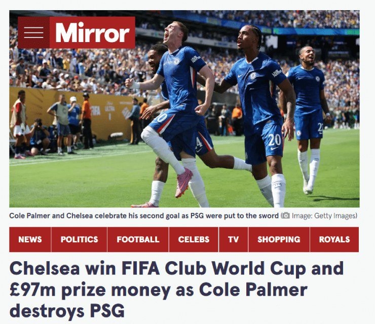Chelsea, PSG, Club World Cup 2025, Cole Palmer, báo Anh, báo Pháp, cú ăn 5, Champions League