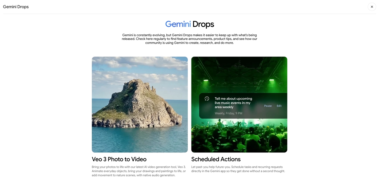 Google Gemini Drops, cập nhật Gemini, AI Google, Gemini Live, Gemini 2.5 Pro