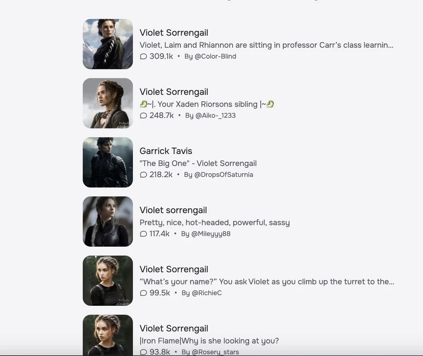 Character.AI, BookTok, chatbot AI, nhân vật tiểu thuyết, trí tuệ nhân tạo, fanfic, TikTok
