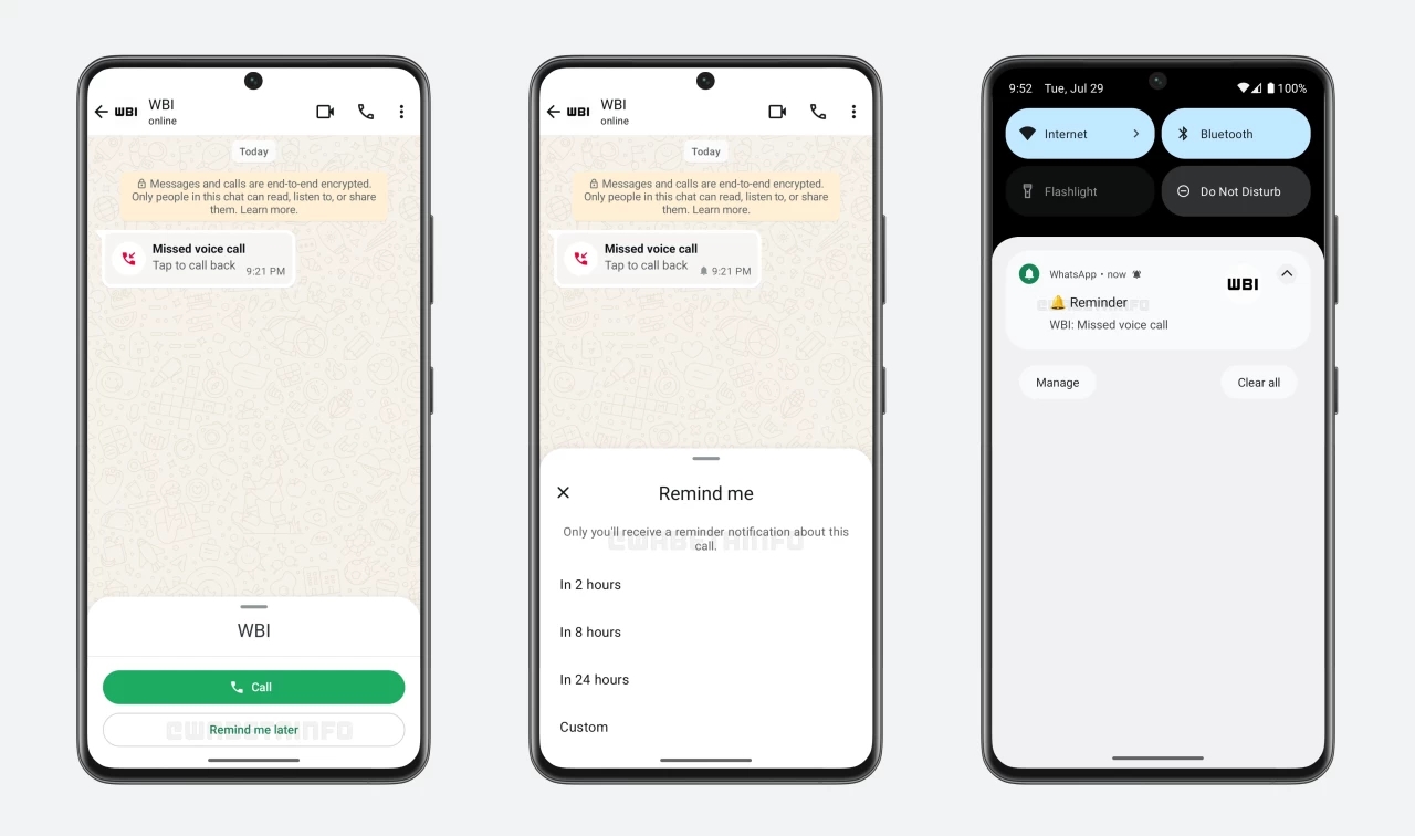 WhatsApp, tính năng nhắc gọi lại, giảm năng suất, cập nhật WhatsApp