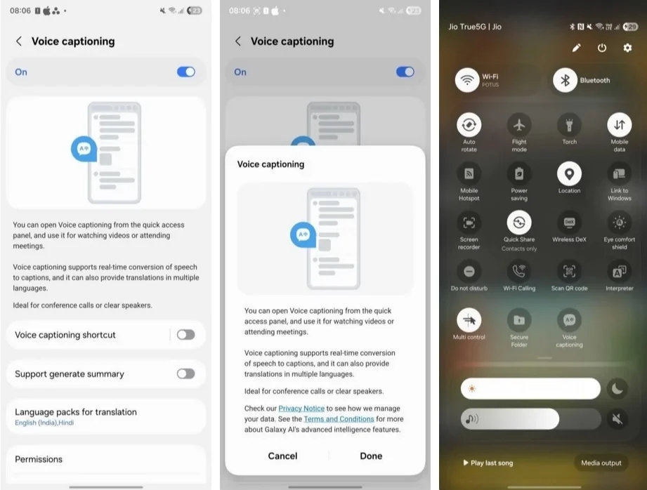 One UI 8, Samsung Galaxy AI, Voice Captioning, Live Captions, dịch ngôn ngữ bằng AI