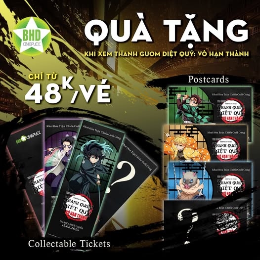 Thanh Gươm Diệt Quỷ, Demon Slayer, Vô Hạn Thành, quà tặng phim, vé xem phim BHD, nhận quà Demon Slayer