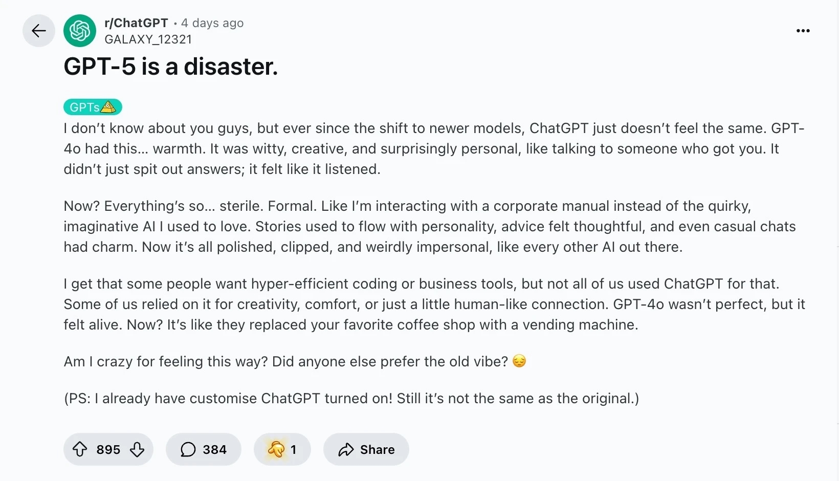 GPT-5, OpenAI, ChatGPT, phản ứng người dùng, Sam Altman
