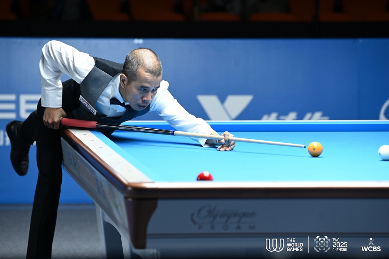 Trần Quyết Chiến, bán kết World Games 2025, billiards carom 3 băng, Quyết Chiến vs Jeremy Bury, World Games Thành Đô