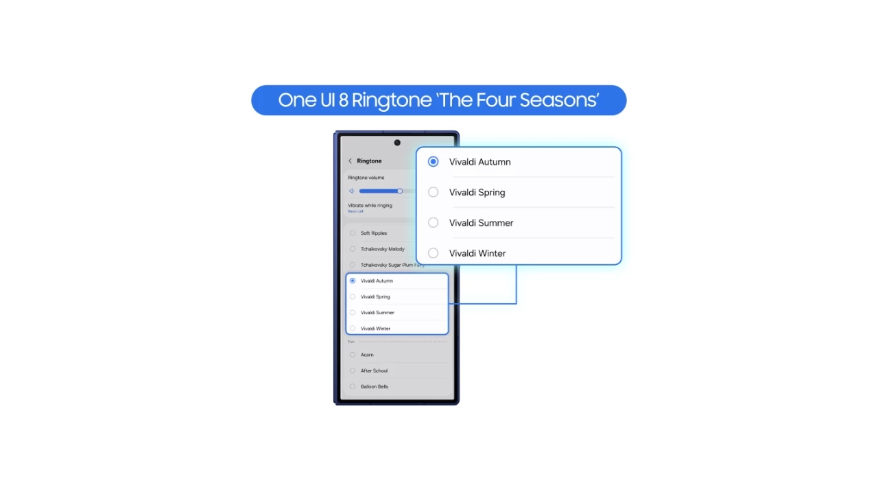 Samsung, nhạc chuông Galaxy, Vivaldi, The Four Seasons, Dolby Atmos, One UI 8, Galaxy Z Fold7, Galaxy Z Flip7