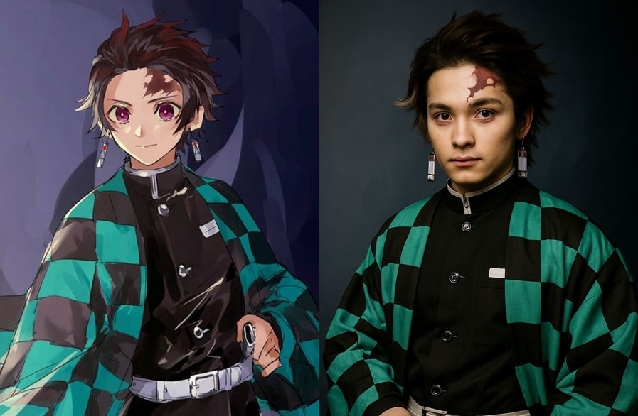 Thanh Gươm Diệt Quỷ, Vô Hạn Thành, Nezuko, Tanjirō, Hashibira Inosuke, AI nhân vật thật, anime 2025