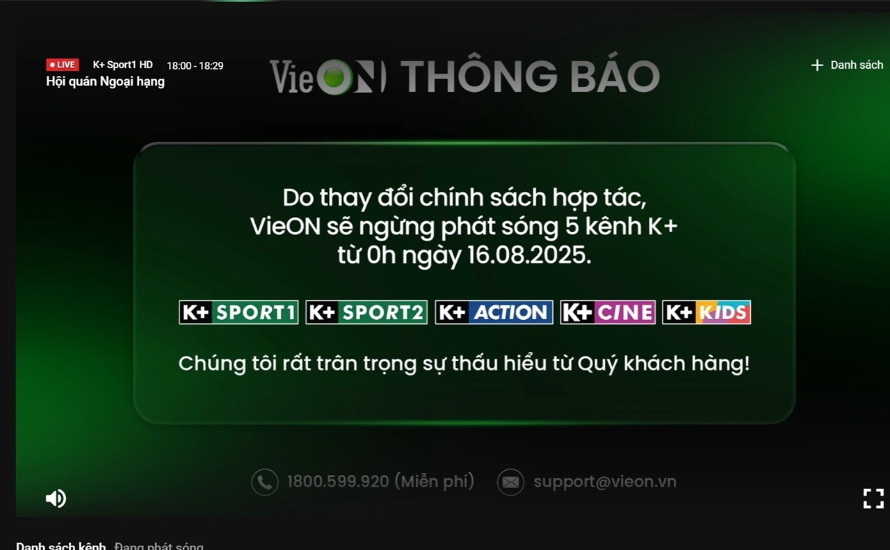 K+ bị cắt sóng, bản quyền Ngoại hạng Anh, VieON, MyTV, FPT Play, truyền hình trả phí