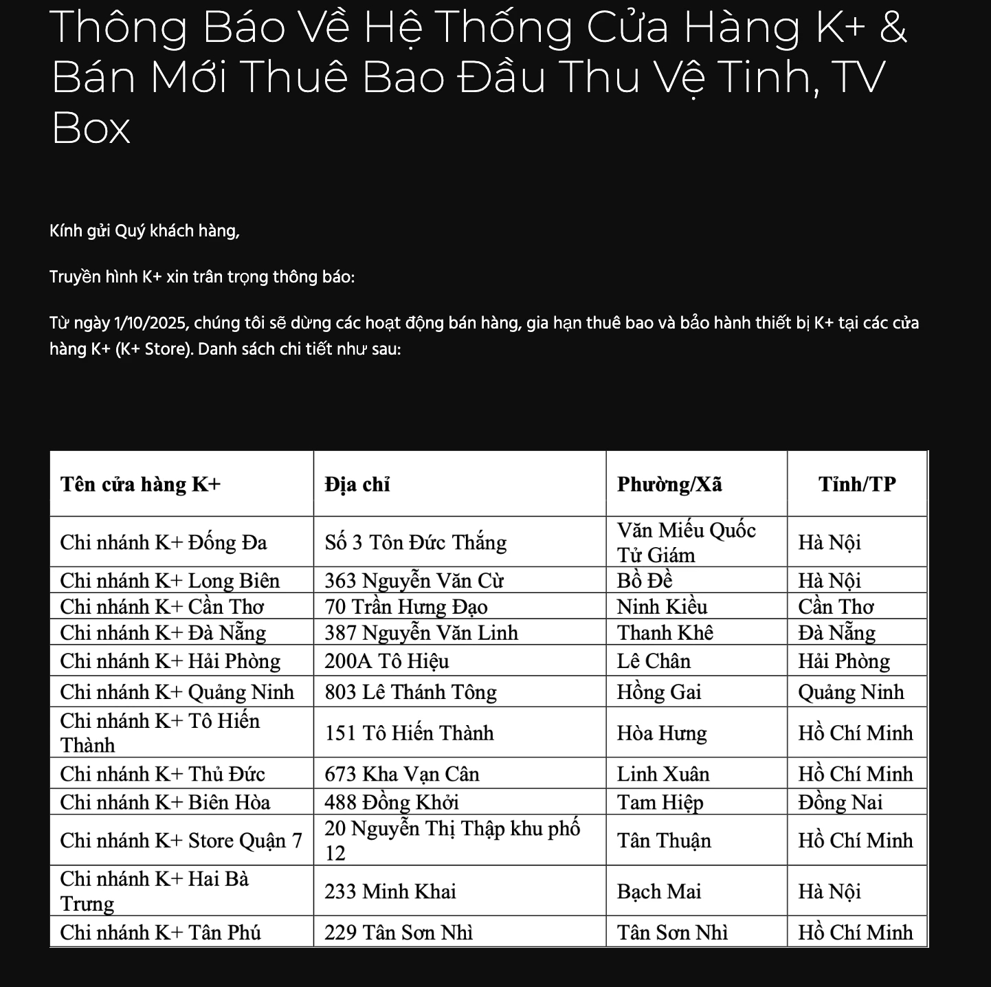 K+ rút khỏi Việt Nam, truyền hình K+, Canal+, dịch vụ OTT K+, thuê bao K+, K+ Store
