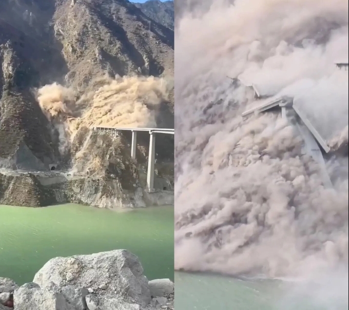 sập cầu Trung Quốc, cầu Hồng Kỳ, Tứ Xuyên, sạt lở núi, cầu vượt bị sập