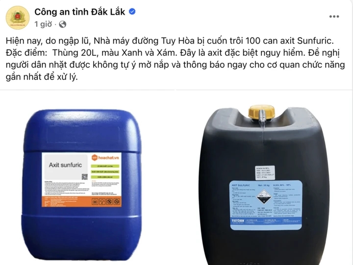 Đăk Lăk, lũ lụt, axit sunfuric, hóa chất nguy hiểm, Nhà máy đường Tuy Hòa, cảnh báo an toàn, mưa lũ, cứu hộ