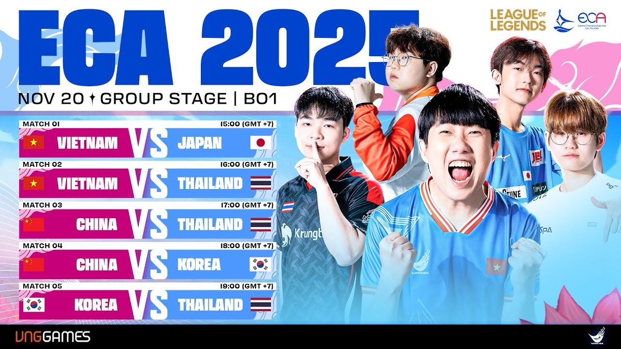 Lịch thi đấu LMHT ECA 2025, LMHT ECA 2025, Liên Minh Huyền Thoại, đội tuyển LMHT Việt Nam, Esports Championships Asia 2025, lịch thi đấu Liên Minh
