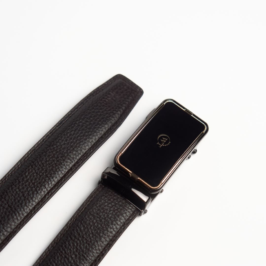 thắt lưng nam Gold Border, thắt lưng da bò thật, thắt lưng WT Leather, thắt lưng khóa tăng đơ, thắt lưng viền vàng, phụ kiện nam cao cấp