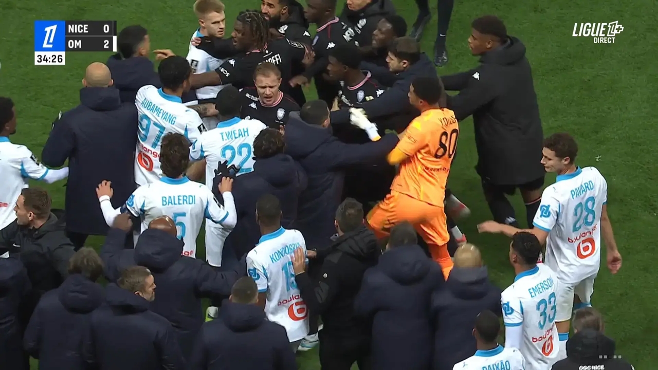 Nice, Marseille, OGC Nice, OM, Mason Greenwood, Ligue 1, xô xát Nice OM, Emerson