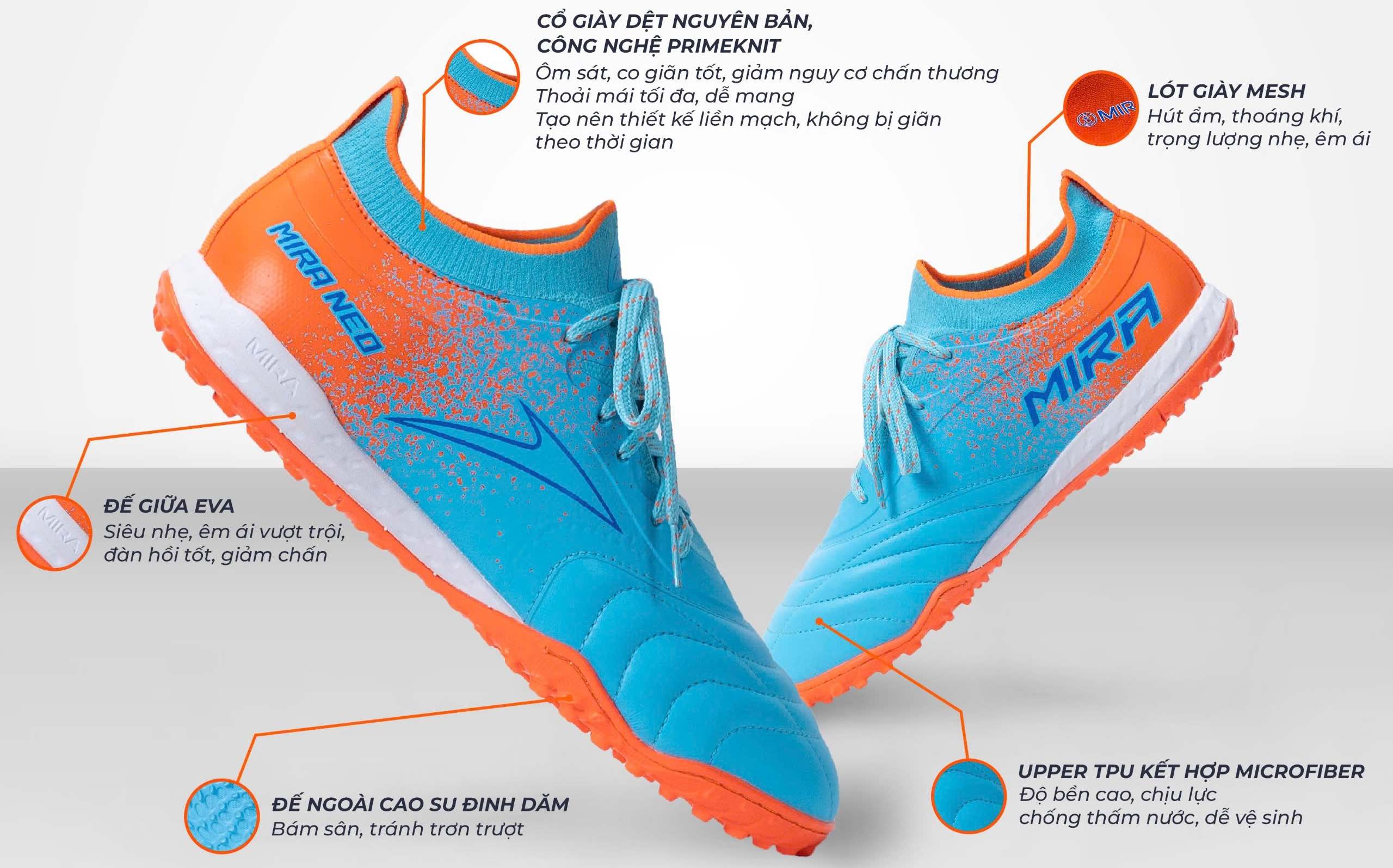 Giày Mira Neo TF: Đôi giày sân cỏ nhân tạo dễ mang, dễ đá