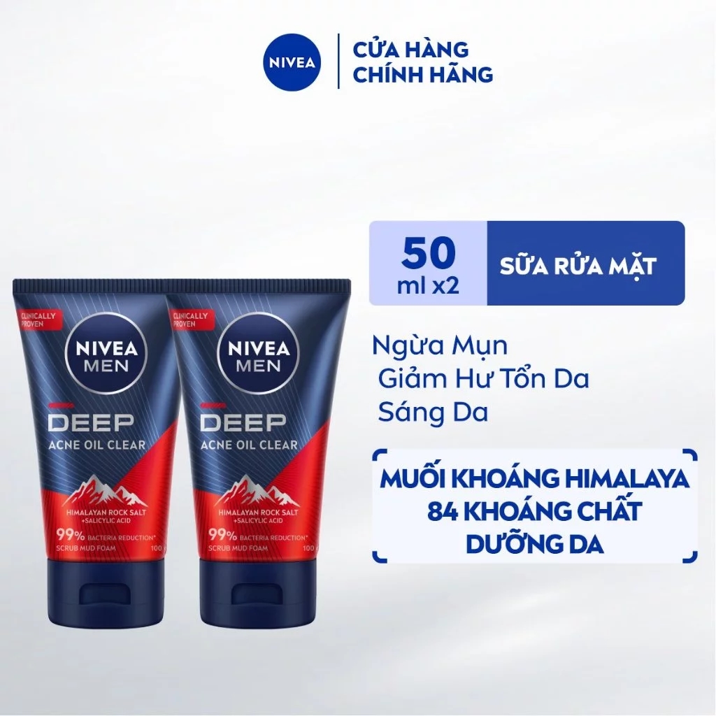 Đánh giá sữa rửa mặt NIVEA MEN Deep muối Himalaya: Cứu cánh cho da dầu mụn