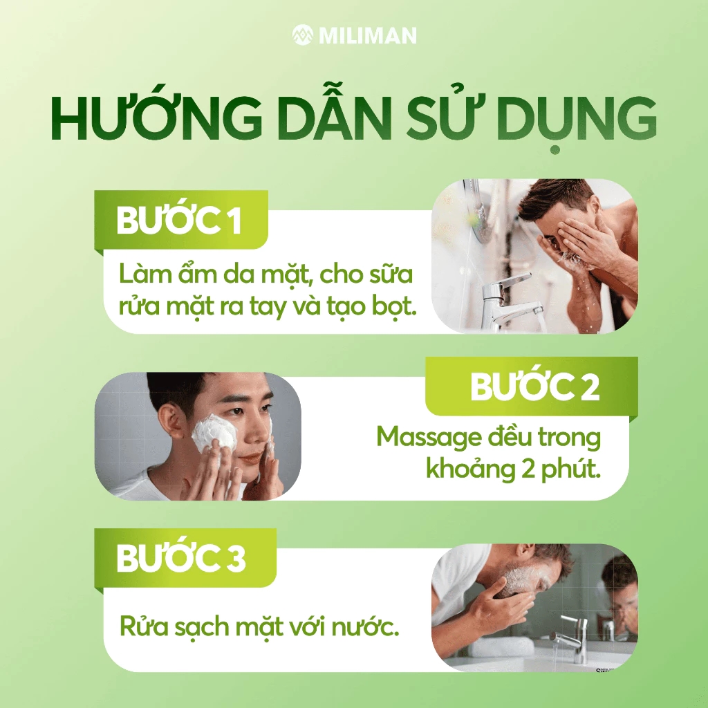 Cảm nhận về sữa rửa mặt nam da dầu MILIMAN 150ml