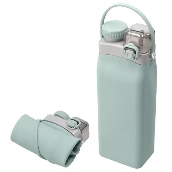 Bình nước gấp silicone 600ml màu xanh TBL – Nhẹ, gọn, tiện cho anh em hay di chuyển