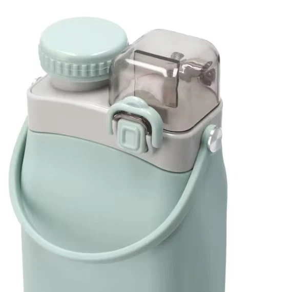 Bình nước gấp silicone 600ml màu xanh TBL – Nhẹ, gọn, tiện cho anh em hay di chuyển