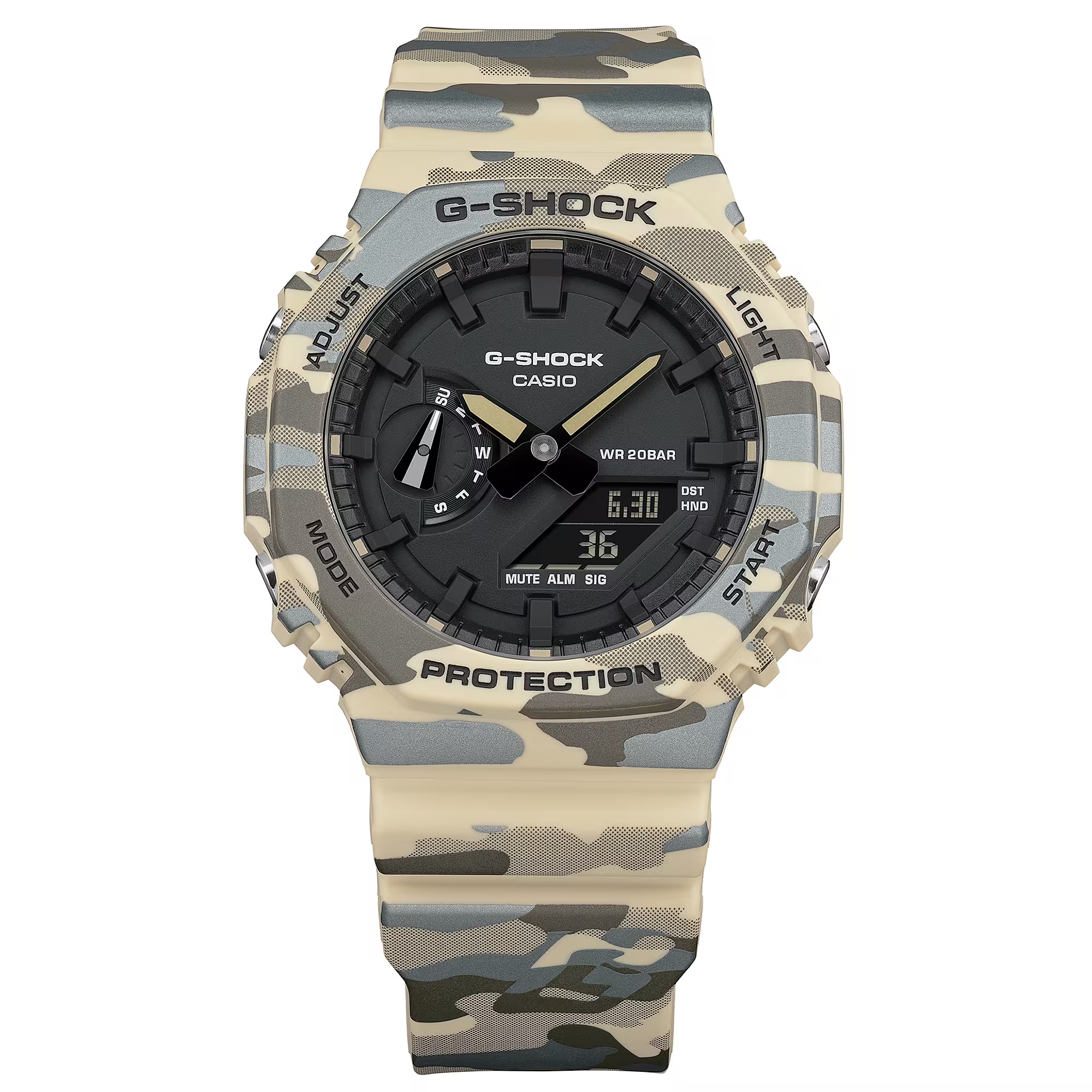 G-SHOCK GA-2100CM-5A: Camo chất phố, đeo nhẹ tay