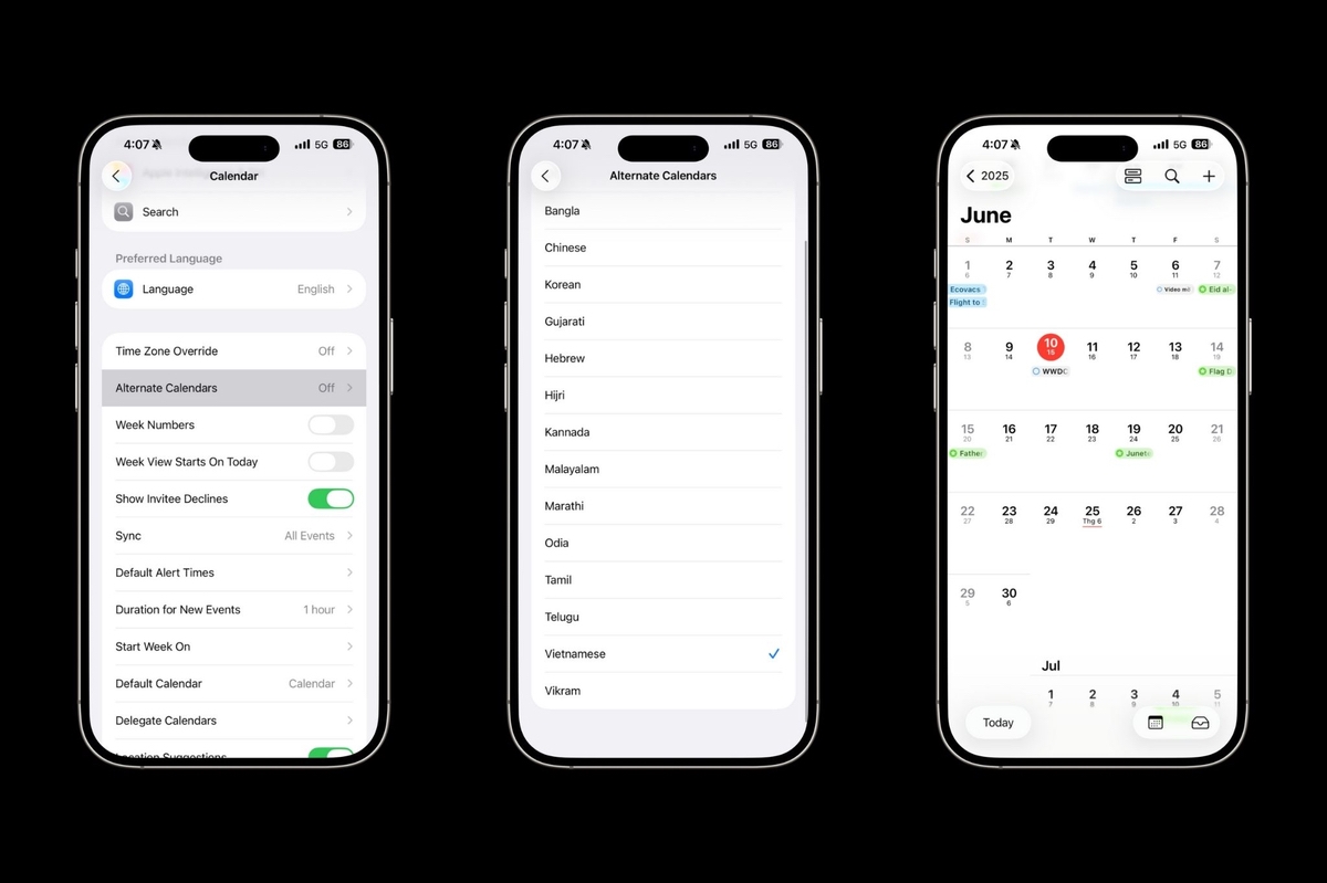 Với iOS 26, không cần tải lịch âm nữa