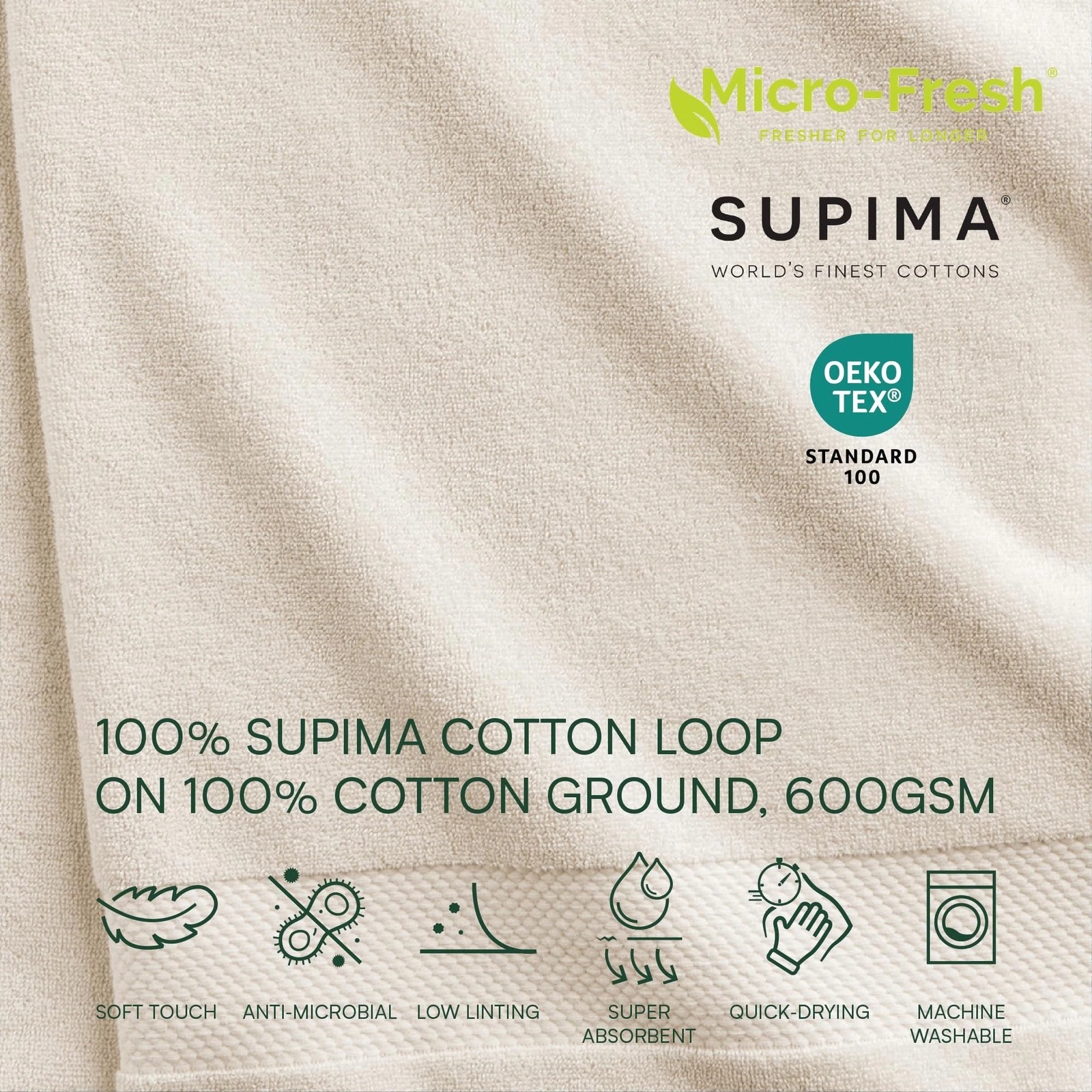 Khăn tắm Lacoste Heritage Supima Cotton màu be: Món nhỏ trong phòng tắm 2 Khăn tắm Lacoste Heritage Supima Cotton màu be: Món nhỏ trong phòng tắm