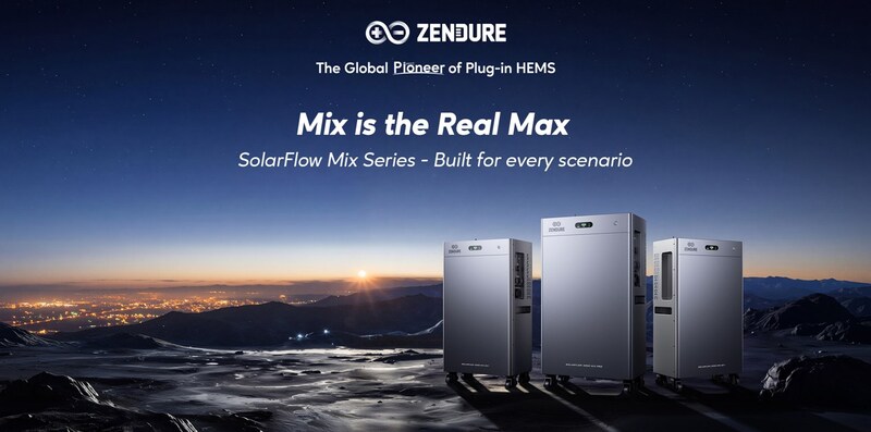 Zendure trình làng dòng SolarFlow Mix Series tại Châu Âu — Ba hệ thống lưu trữ gia đình, một nền tảng, giảm tới 91% hóa đơn điện