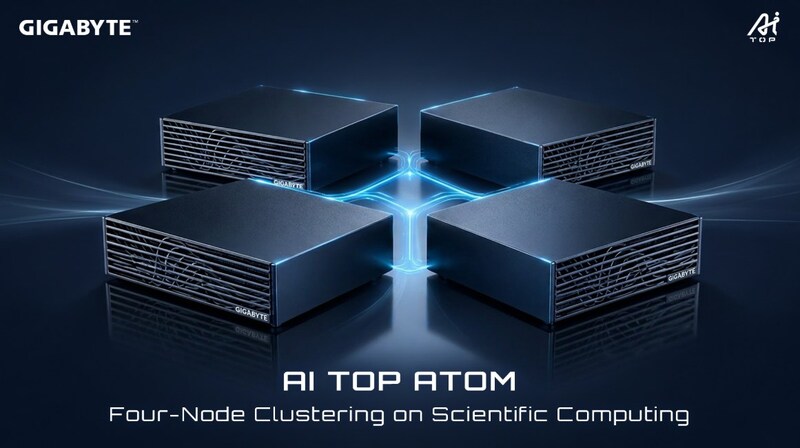 GIGABYTE trình diễn cụm Four Node AI TOP ATOM trong tính toán khoa học