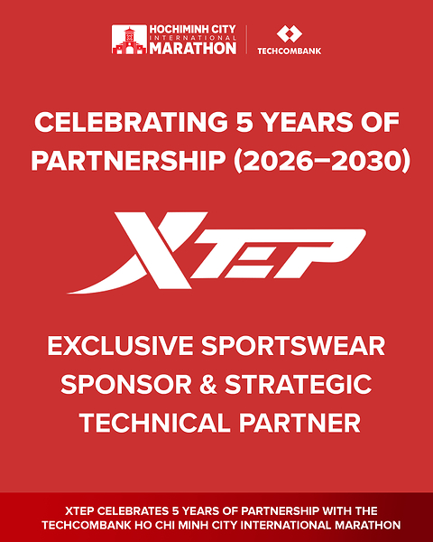 XTEP hợp tác với Giải Marathon Quốc tế Thành phố Hồ Chí Minh Techcombank trong khuôn khổ liên minh chiến lược 5 năm nhằm phát triển cộng đồng chạy bộ Việt Nam
